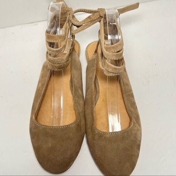 Madewell Womens April Suede Taupe Lace Up Ballet Flats 7.5 - Picture 7 of 11